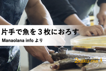 片手で魚を三枚おろしにする