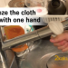 Squeezing the cloth with one hand for stroke survivors